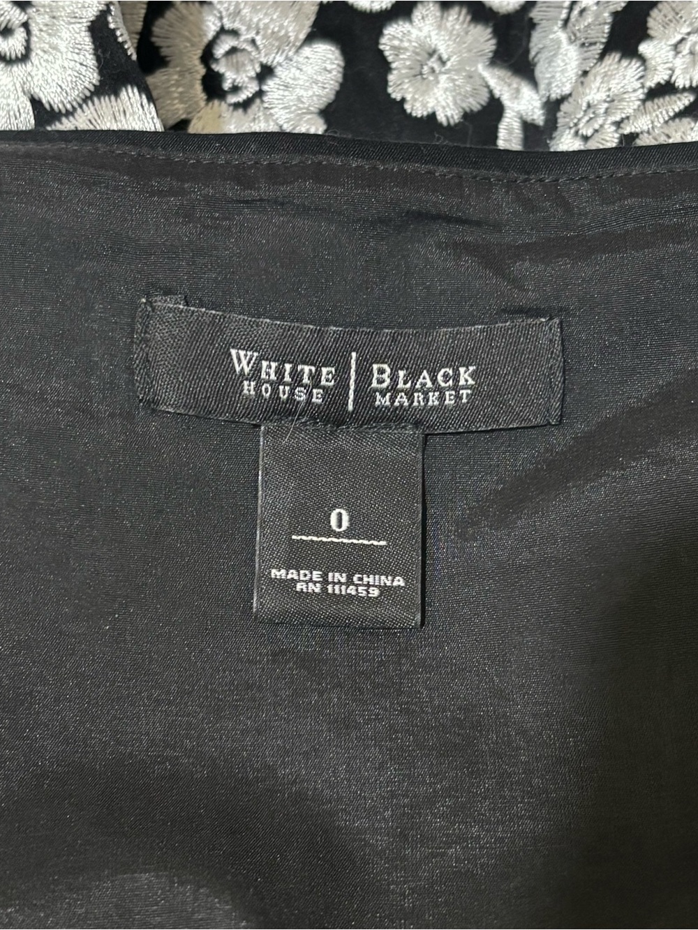 White House Black Market Black Dress with White Floral Embroidery - Picture 5 of 5